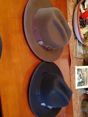 Med Brim Open Road Fedora Hat - Brown with Brown Band & Black With Black Band.